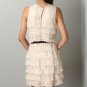 Cascading Multi-tiered Cream Embroidered Lace Dress Size Medium