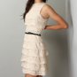 Cascading Multi-tiered Cream Embroidered Lace Dress Size Medium