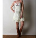 Ivory Lace Embroidered Strap A-line Dress Small