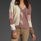 Aiko $238 Pastel Colorblock Braid Cable Knit Sweater S