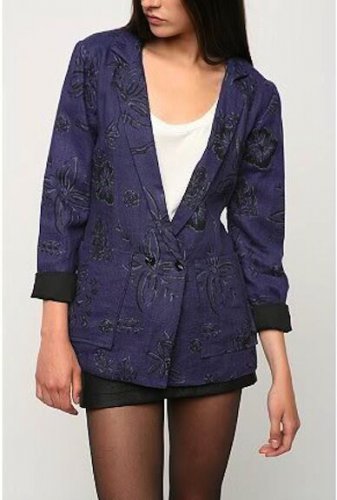 Urban Outfitters Renewal Vintage Spring Purple Floral Printed Blazer Jacket S