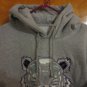 Designer Inspired Tiger Embroidered Heather Gray Fleece Hoodie Sweatshirt S