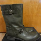 Vietti Italy Olive Green Leather Buckle Biker Moto Midcalf Boots 8 8.5