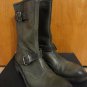 Vietti Italy Olive Green Leather Buckle Biker Moto Midcalf Boots 8 8.5