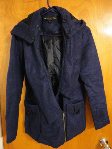Twinkle by Wenlan $400 Unique Asymmetrical Hooded Purple Wool Felt Jacket 2