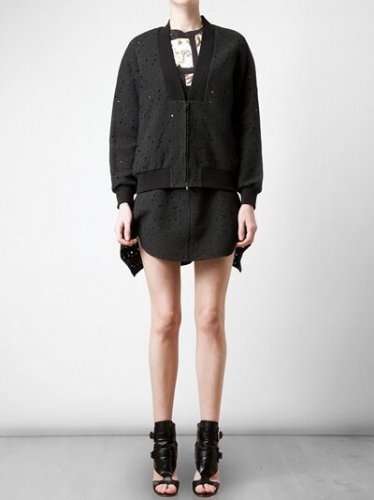 3.1 Phillip Lim $575 Black Jacquard Cotton Blend Zip Bomber Jacket 4
