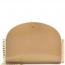 APC $575 Luna Half Moon Beige Fonce Patent Leather Chain Shoulder Bag