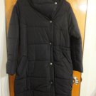 Color People Asymmetrical Oversized Quilted Black Hooded Puffer Coat S M