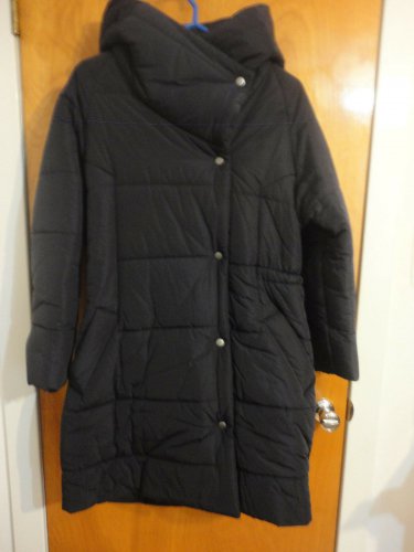 Color People Asymmetrical Oversized Quilted Black Hooded Puffer Coat S M