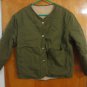 Reversible Green Canvas Teddy Faux Shearling Fleece Jacket S
