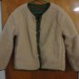 Reversible Green Canvas Teddy Faux Shearling Fleece Jacket S