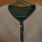 Reversible Green Canvas Teddy Faux Shearling Fleece Jacket S
