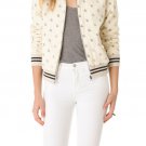 Townsen $198 Francis Ivory Embroidered Floral Baseball Bomber Jacket M