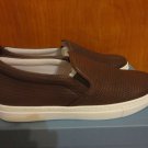 Oroscuro Italy Basketweave Brown Leather Low Top Slip On Sneakers 40 10