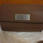 DKNY $198 Brown Luggage Saffiano Leather Double Flap Crossbody Bag