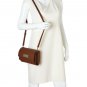 DKNY $198 Brown Luggage Saffiano Leather Double Flap Crossbody Bag