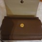 DKNY $198 Brown Luggage Saffiano Leather Double Flap Crossbody Bag