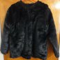 Matilda Navy Blue Luxe Faux Fur Zip Collarless thp Boxy Coat Jacket S
