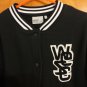 WeSC Black Fleece Applique Varsity Baseball Bomber Jacket M