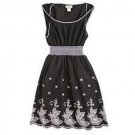 Floral Embroidered Contrast Sleeveless Little Black Dress S