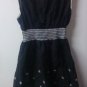 Floral Embroidered Contrast Sleeveless Little Black Dress S