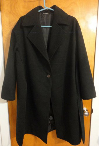 Black Woolen Split Hem Notch Collar One Button Oversized Coat S 4 6 8