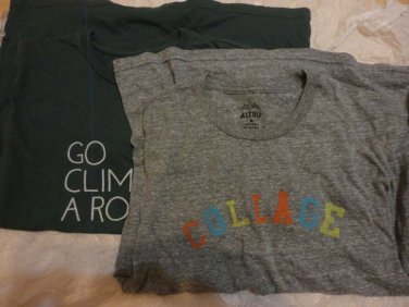 Lot 2 Altru Apparel Green Gray Printed Graphic Cotton T-shirts Medium