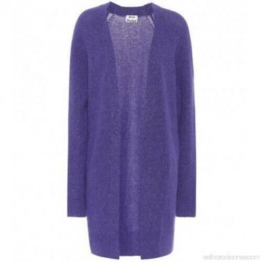 Acne Studios Raya Short Fuzzy Violet Purple Mohair Open Sweater Cardigan XS
