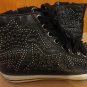 Ash Vibration Star Jewel Studded Black Leather Hi Top Trainer Sneakers 38 8
