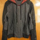 Francis Leon $475 Contrast Black Leather Gray Orange Fleece Owen Hoodie Jacket S