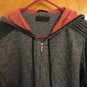 Francis Leon $475 Contrast Black Leather Gray Orange Fleece Owen Hoodie Jacket S