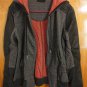 Francis Leon $475 Contrast Black Leather Gray Orange Fleece Owen Hoodie Jacket S