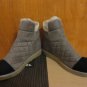 Cute Colorblock Quilted Faux Shearling Fur Sand Suede Sneakers Boots 5.5 6
