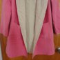 Pink White Double Faced Fleece Hooded Open Coat S