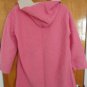 Pink White Double Faced Fleece Hooded Open Coat S