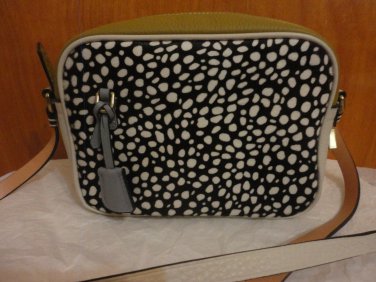 Rare J Crew Signet Leopard Colorblock Calf Hair Italian Leather Camera Bag