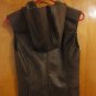 Glamorous ASOS Brown Faux Shearling Asymmetrical Hooded Moto Vest Jacket US 6