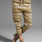 6 Shore Road Brown Yellow Fair Isle Viscose Cotton Knit Sweater Slouchy Pants S