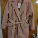 Pastel Pink Cocoon Oversized Double Breasted Woolen Belted Trench Coat S 4 6 8