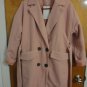 Pastel Pink Cocoon Oversized Double Breasted Woolen Belted Trench Coat S 4 6 8