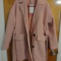 Pastel Pink Cocoon Oversized Double Breasted Woolen Belted Trench Coat S 4 6 8