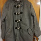 Gray Faux Suede Shearling Hooded Padded Duffle Toggle Coat S M