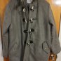 Gray Faux Suede Shearling Hooded Padded Duffle Toggle Coat S M