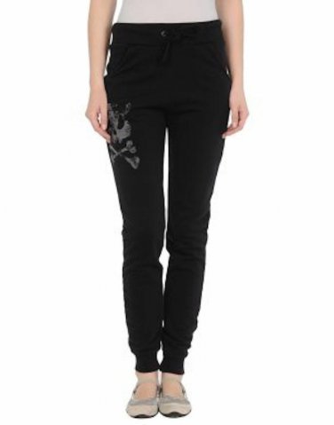 Toxic Toy Skull Print Punk Distressed Black Fleece Sweatpants XS 4