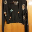 Rare BCBG Spring Jellyfish Crown Embroidered Multicolor Brown Bolero Cardigan