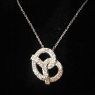 Cute Floating Big Pretzel .36 ct Diamond 5g 14k White Gold Pendant Necklace 18"