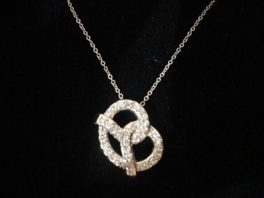 Cute Floating Big Pretzel .36 ct Diamond 5g 14k White Gold Pendant Necklace 18"