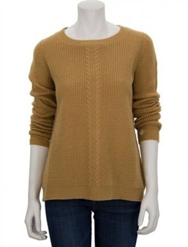Leroy & Perry $410 Minimalist Cable Waffle Textured Camel Wool Boxy Sweater S