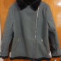 Missguided Asymmetrical Blue Faux Fur Leather Aviator Biker Moto Jacket 4