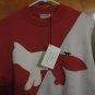 Maison Kitsune Fox Printed ColorBlock Red Gray Sweatshirt S M Women Unisex